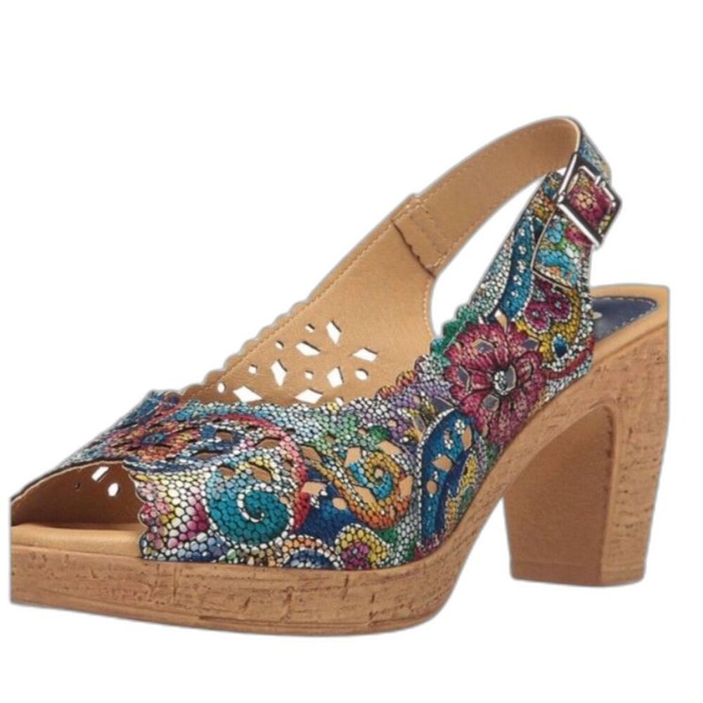 Spring Step Womens Colorful Floral Lovelyness Platform High Heel Sandals Size 38